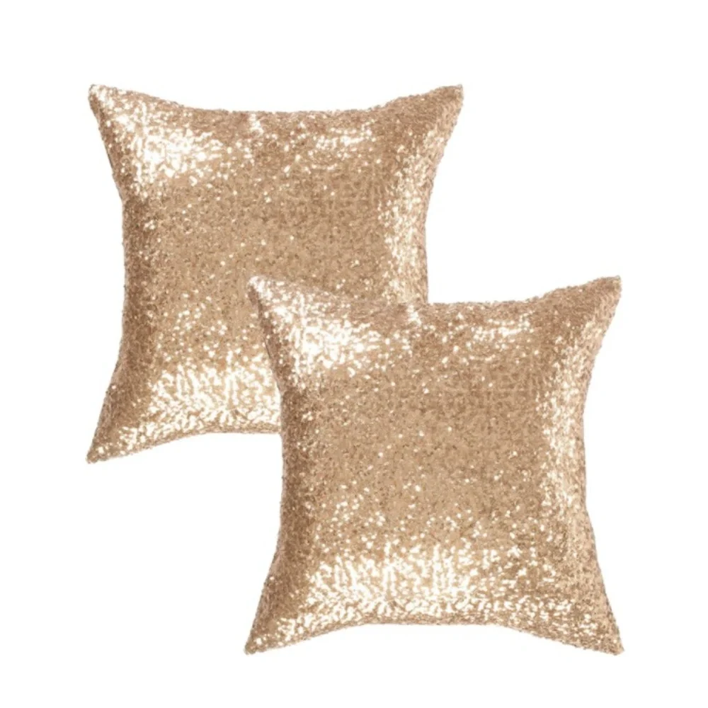 Luxury Home | Elegant Chic Gold Sequin High End Throw Pillow Cover Set